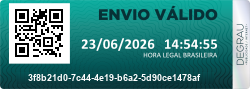Carimbo do Envio Válido: QR code, data, hora legal brasileira e o identificador do envio